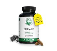 Shilajit 40.000 mg (extrait 20:1) - Gélules Himalaya originales contenant 50% d'acide fulvique et 12% d'acide humique - 180 gélules (3 mois) - Végétalien et testé en laboratoire - Green Naturals®