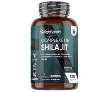 Shilajit Gelules 18210mg, Shilajit Himalaya Complexe 120 Gélules Vegan, Ashwagandha Bio, Curcuma Bio, Champignon Crinière de Lion et Poivre Noir, Riche en Acide Fulvique, Acide Humique et Minéraux