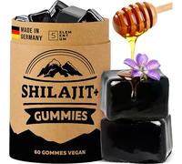 Shilajit Gummies Pure Himalaya - 60 Gommes Naturelles avec Miel de Manuka - 1600 mg par Jour - Sans Sucre, Vegan - Shilajite Original - Goût Doux & Production Allemande