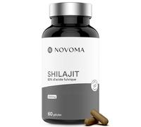 Novoma Shilajit Pur 500 mg – 50% acides fulviques – Immunité – 60 gélules – Fabriqué en France
