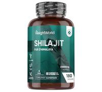 Shilajit Gélules 20000mg Riche en Acide Fulvique, Acide Humique, Minéraux - 180 Gélules Vegan de Shilajit d'Himalaya Extrait 40:1 pour 6 Mois d'apport, sans Additifs Issu de la pierre de l'Himalaya
