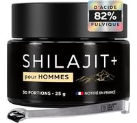 Shilajit Pure Himalaya - Résine 25 g Hautement Dosée pour Hommes avec 82 % d’Acide Fulvique | Mumijo Original | Shilajit Résine Naturelle d’Altitude | Pot Verre + Cuillère Doseuse 500 mg