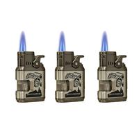 Shilidong Briquet Multifonction à Double feu en métal 1/2/3, Chambre à gaz Visible entièrement en métal, avec Petits Outils, Flamme Gonflable et réglable, adapté for Offrir en Cadeau(Silver2)