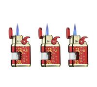 Shilidong Briquet Multifonction à Double feu en métal 1/2/3, Chambre à gaz Visible entièrement en métal, avec Petits Outils, Flamme Gonflable et réglable, adapté for Offrir en Cadeau(Red2)