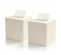 SHILIPAIJC Lot de 2 boîtes à mouchoirs en Cuir - Distributeur de mouchoirs | Boîte à mouchoirs carrée pour salle à manger, salle de bain, chambre à coucher, voiture, bureau (14 x 14 x 14,5 cm/blanc)
