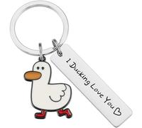 shilipu Porte-clés humoristique en métal avec inscription « I Ducking Love You » - Cadeau pour homme et femme - Pour les amateurs de canard, multicolore, F