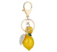 shilipu Porte-clés mignon en forme de citron avec strass pour sac à main, sac à dos, voiture, bijoux cadeau pour homme et femme, jaune, M