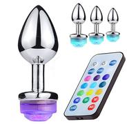 SHILISHAONV Anal Plug De Petite Taille En Métal Argenté Et En Acier Inoxydable Plug Anal Étanche Avec Lumière LED Plug Anale Ecarteur En Forme De Cône Jouets Sexuels Pour Anal,Argent,L