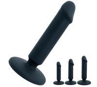 SHILISHAONV Dildo En Silicone Liquide Noir Butt Plug De 12,4/13,4/14,8Cm De Long Gode Michet Lisse Et Doux Avec Godes Anale À Ventouse Les Adultes Pour Les Expandeur Anal,Noir,M