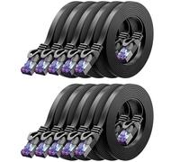 SHILIU-10x 0,5m Plat CAT7 Câble Réseau (CAT 7 avec 10 Gbit/s) Gigabit LAN - RJ45 Ethernet Court Câble de Raccordement Plat - pour I[