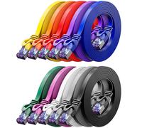 SHILIU-10x 0,5m Plat CAT7 Câble Réseau (CAT 7 avec 10 Gbit/s) Gigabit LAN - RJ45 Ethernet Court Câble de Raccordement Plat - pour I[
