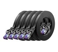 SHILIU-5x 0,25m Plat CAT7 Câble Réseau (CAT 7 avec 10 Gbit/s) Gigabit LAN - RJ45 Ethernet Court Câble de Raccordement Plat - pour I[