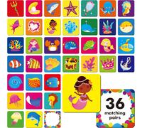 Shiliu-72 Pcs Jeu De Mémoire Du Monde Des Sirènes, Cartes D'association Du Monde Marin Pour Les Tout-Petits, 36 Paires De Cartes De[