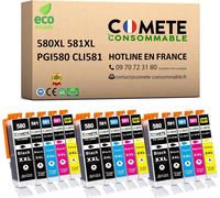 SHILIU-COMETE, Marque française - 580XL 581XL - 15 Cartouches d'encre Compatibles avec Canon PGI-580 CLI-581/ PG580 CL581 - pour Ca[