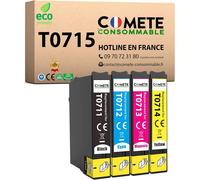 SHILIU-COMETE, Marque française - T0715-4 Cartouches d'encre Compatibles avec Epson T0715 (T0711 T0712 T0713 T0714) Guépard - pour [
