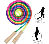 Shiliu-Corde A Sauter Enfant,500cm Bois Réglable Poignée Antidérapantes Corde De Coton Colorée Jump Rop,Idéal Comme Cadeau Pour Gar[