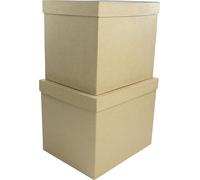 Shiliu-Décopatch Bts911c - Un Lot De 2 Boites En Papier Brun Mâché, Boites Rectangles (25x20x20 Cm Et 23,5x18,5x19,5 Cm)[4314]