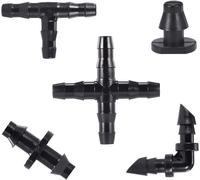 SHILIU-Kit de 250 raccords d'irrigation, connecteurs barbelés pour tuyau de 6,35 mm (90 barbes droites + 70 tees + 30 coudes + 30 b[