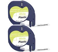 SHILIU-Label Tape Lot de 2 rubans d'étiquettes compatibles avec Dymo Letratag 12 mm x 4 m Compatible avec Dymo Letratag 200B LT-100[
