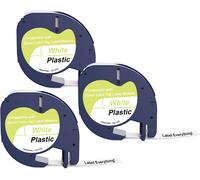 SHILIU-Label Tape Lot de 3 rubans d'étiquettes compatibles avec Dymo Letratag 12 mm x 4 m Compatible avec Dymo Letratag 200B LT-100[