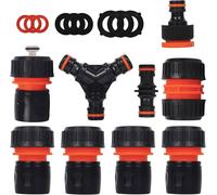 SHILIU-Lot de 10 Raccord Tuyau D'arrosage 1/2"" 13mm,Kit de Raccordement de Robinet Tuyau de Jardin -Connexion Rapide 1/2"",Double Mâ[