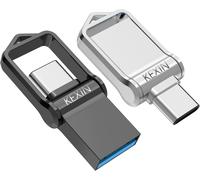 SHILIU-Mini Clé USB C 128Go 3.0 OTG, Lot de 2 Clef USB 128 Go USB 3.0 en Métal Étanche, USB Flash Drive 2 en 1 Dual pour PC Dell XP[