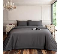 Shilucheng Parure de lit 4 pièces pour Grand lit, Rayonne dérivée du Bambou, draps de lit et taies d'oreiller rafraîchissants et Respirants, draps de lit et taies d'oreiller soyeuses, Poches de 40,6