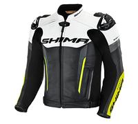 SHIMA BANDIT Blouson Moto Homme -Veste Sport Moto en cuir d'été ventilé avec curseurs de l’épaule, protections CE du dos, des épaules et des coudes, doubles coutures renforcées (Fluo, 46)