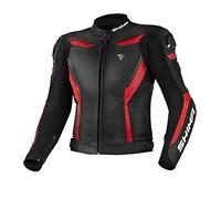 SHIMA CHASE Blouson Moto Homme -Veste Sport Moto en cuir d'été ventilé avec curseurs de l’épaule, protections CE du dos, des épaules et des coudes, doubles coutures renforcées (Rouge, 52)