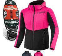 SHIMA DAYBREAKER LADY Hoodie de Moto pour les Femmes - FiberQL - Couche d'Aramide et de Refroidissement, Protections du dos, des épaules et des Coudes (Noir/Blanc, XL)