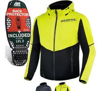 SHIMA DAYBREAKER MEN-Sweat à Capuche de Moto pour Homme-FiberQL - Couche Aramide et Refroidissante, Protections du dos, des épaules et des coudes, Fermeture à Glissière et à Bouton-pression(Fluo, XXL)