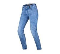 SHIMA DEVON Jeans Moto - Ventilés Élastiques Biker Pantalon Coupe Slim avec Renforts en FiberQL, Protections CE pour les Genoux et les Hanches. (Femme, Bleu, 34)