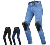 SHIMA DEVON Jeans Moto - Ventilés Élastiques Biker Pantalon Coupe Slim avec Renforts en FiberQL, Protections CE pour les Genoux et les Hanches. (Femme, Bleu, 24 LONG)