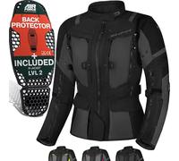 SHIMA HERO 2.0 Blouson Moto Femme -Toute l'année Veste Moto Touring en Cordura textile avec membrane imperable couche chauffante, protections CE, réglage de la largeur (Noir, S)