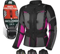 SHIMA HERO 2.0 Blouson Moto Femme -Toute l'année Veste Moto Touring en Cordura textile avec membrane imperable couche chauffante, protections CE, réglage de la largeur (Rose, L)