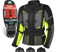 SHIMA HERO 2.0 Blouson Moto Femme -Toute l'année Veste Moto Touring en Cordura textile avec membrane imperable couche chauffante, protections CE, réglage de la largeur (Fluo, 3XL)