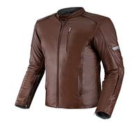 SHIMA HUNTER+ 2.0 Blouson Moto Homme -Veste Moto vintage en cuir A+ ventilé avec protections du dos, des épaules et des coudes, doubles coutures renforcées (Marron foncé, 4XL)