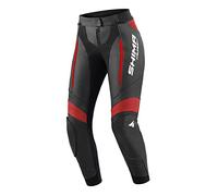 SHIMA Miura 2.0 Pantalon de moto - Cuir, femmes, pantalon de sport avec protections des hanches et des genoux, cuir perforé, panneaux élastiques, pour combinaison 2 pièces (36, Noir/Rouge)