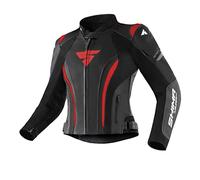 SHIMA Miura 2.0 Veste de moto - Cuir, femmes, veste de sport avec protections du dos, des coudes et des épaules, cuir perforé, pour combinaison 2 pièces (34, Noir/Rouge)