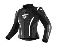 SHIMA Miura 2.0 Veste de moto - Cuir, femmes, veste de sport avec protections du dos, des coudes et des épaules, cuir perforé, pour combinaison 2 pièces (42, Noir/Blanc)