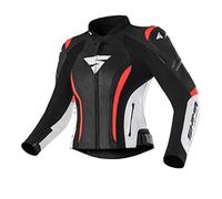SHIMA Miura 2.0 Veste en cuir de moto pour dames, noir-blanc-rouge, taille 40 pour femmes