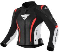SHIMA Miura 2.0 Veste en cuir de moto pour dames, Noir/Blanc/Rouge, Taille 40