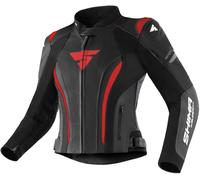 SHIMA Miura 2.0 Veste en cuir de moto pour dames, noir/rouge, Taille 32