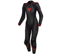 SHIMA MIURA RS Combinaison Moto Femme - Cuir 1 Pièce, Sport, Combinaison de Course, Aérée avec épaulettes & Genouillères, Protections dos, épaules, Coudes, Doubles Coutures Renforcées (Noir/Rouge, 36)