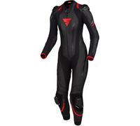 SHIMA MIURA RS Combinaison Moto Femme - Cuir 1 Pièce, Sport, Combinaison de Course, Aérée avec épaulettes & Genouillères, Protections dos, épaules, Coudes, Doubles Coutures Renforcées (Noir/Rouge, 36)