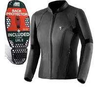 SHIMA MONACO 2.0 Blouson de moto pour femme - Respirant, élastique, ajusté et blouson en cuir avec protections (Noir,S)