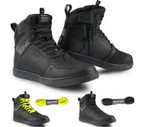 SHIMA REBEL 2.0 Chaussure Moto Homme Cuir Imperméable Homologué Sneakers Protection Chevilles Fermeture Éclair Latérale Semelle Antidérapante Basket Été Trail Bottes (Hommes, Imperméable Noir, 46)