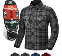 SHIMA RENEGADE MEN 2 Chemise Moto Hommes - Veste Moto de flanelle, FiberQL - Aramide et couche de refroidissement, protections CE, fermeture glissière et boutons-pression (Noir, M)