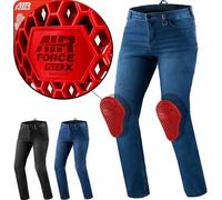 Shima Rider Pantalon Moto Homme Homologué Genouillères Airforce Pantalon De Moto Jean Armure Textile Protection Genoux Renforcé Airflow Jeans Grande Taille (Masculin, Bleu, 36/34)