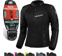 SHIMA RUSH Veste Moto Femme Homologué AIRFORCE Dorsale Blouson Armure Protecion Vestes Imperméable Textile Vetement Hiver Ete Touring Motos Aventure équipements (Femmes, Veste Ventilé, Noir, 3XL)
